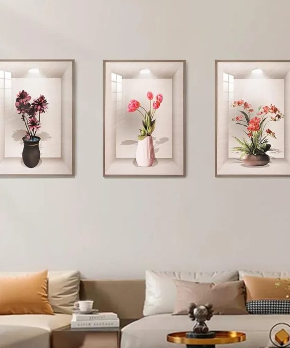 3D Vase Wall Stickers(Pack Of 3)