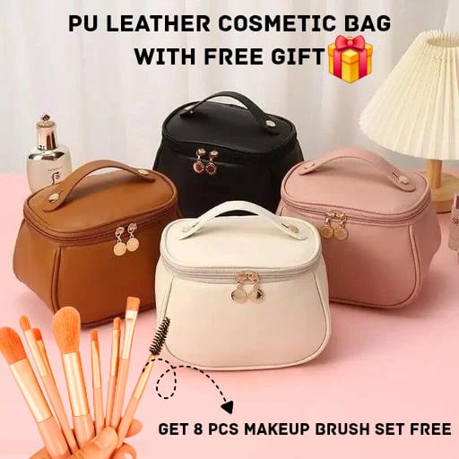 PU Leather Cosmetic Bag With Free Gift