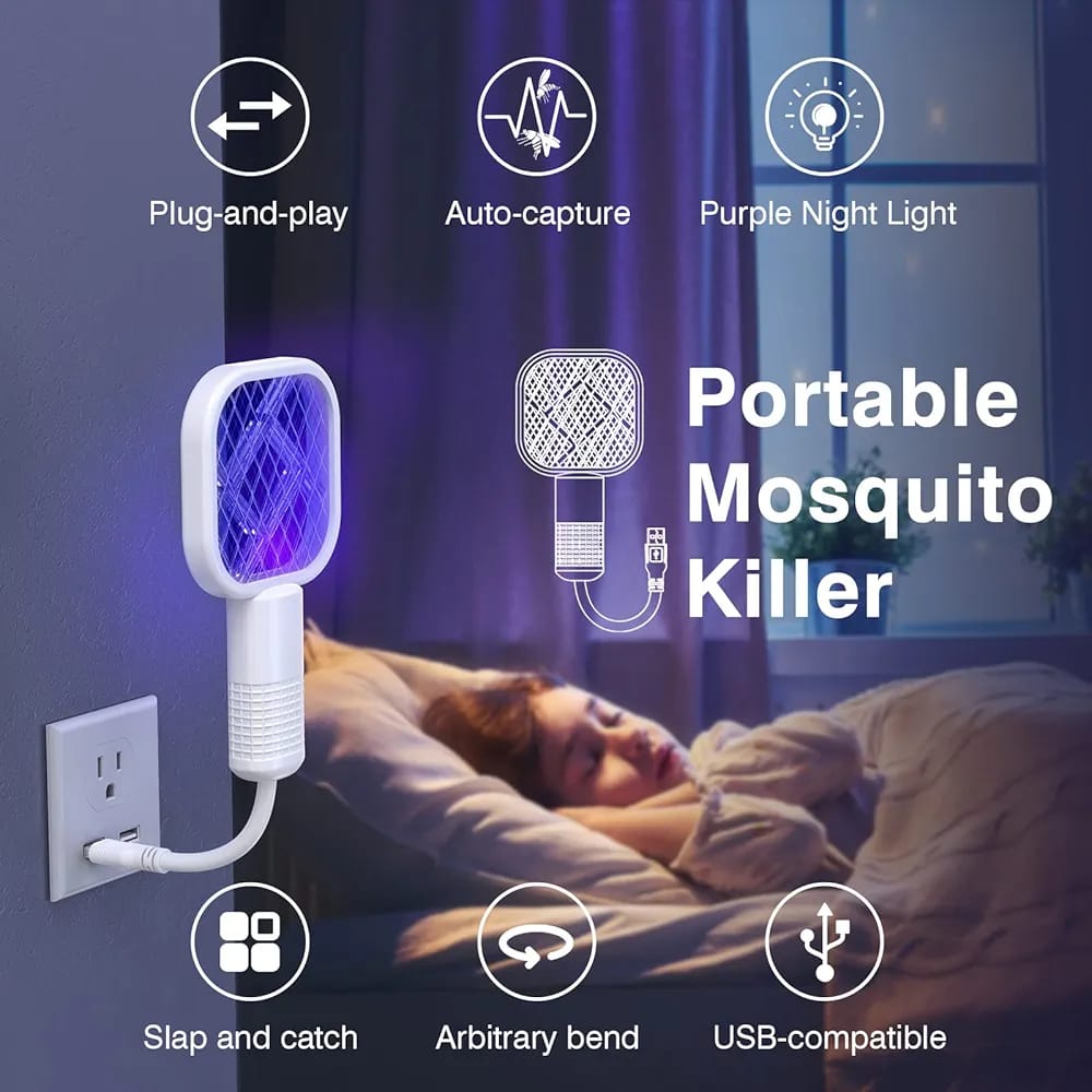 Mini USB Mosquito Racket with UV Light – Portable Bug Zapper